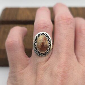 Size 6.25 Sterling Silver Jasper Stone Ring A1476